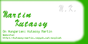 martin kutassy business card